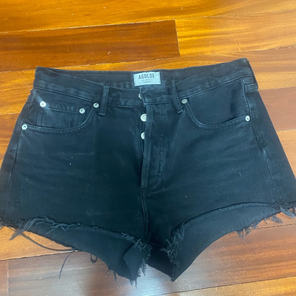 Agolde Parker cutoff denim shorts black